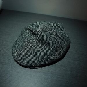 Gray Herringbone Flat Cap